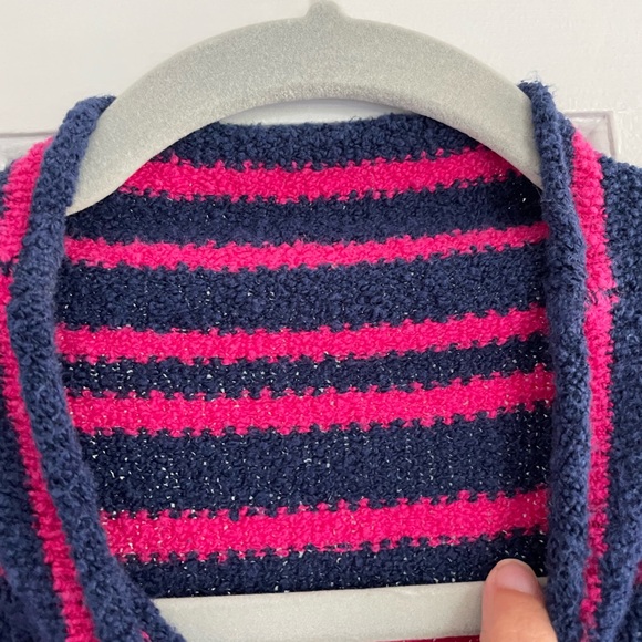 Jcrew Factory navy and hot pink stripped sweater. Size Large - Picture 3 of 7